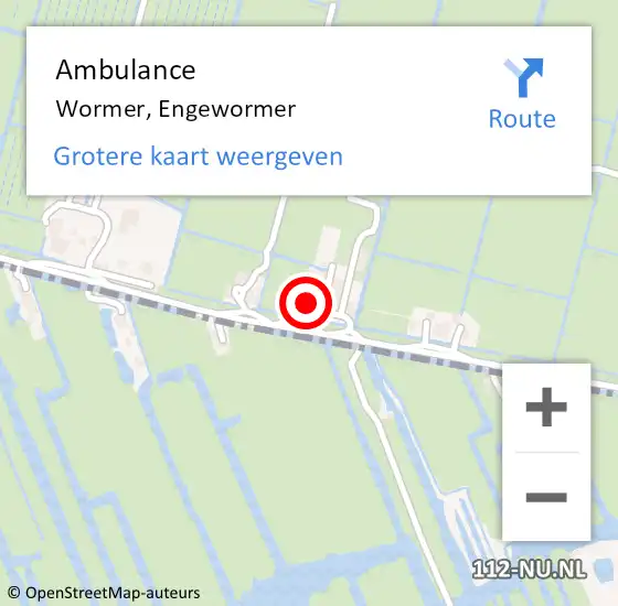 Locatie op kaart van de 112 melding: Ambulance Wormer, Engewormer op 17 juni 2024 19:28