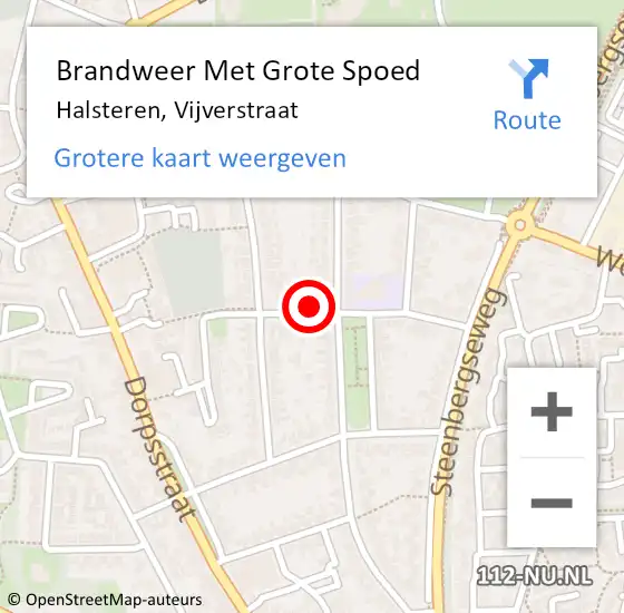 Locatie op kaart van de 112 melding: Brandweer Met Grote Spoed Naar Halsteren, Vijverstraat op 17 juni 2024 19:38