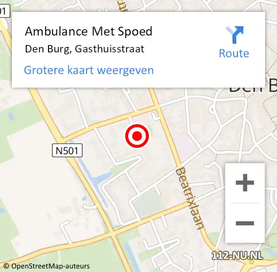 Locatie op kaart van de 112 melding: Ambulance Met Spoed Naar Den Burg, Gasthuisstraat op 17 juni 2024 19:39