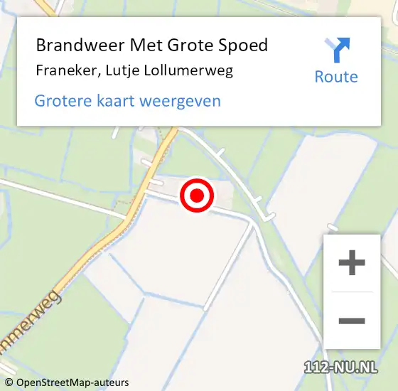 Locatie op kaart van de 112 melding: Brandweer Met Grote Spoed Naar Franeker, Lutje Lollumerweg op 17 juni 2024 19:49