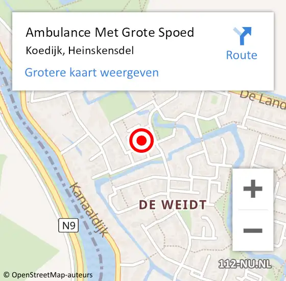 Locatie op kaart van de 112 melding: Ambulance Met Grote Spoed Naar Koedijk, Heinskensdel op 17 juni 2024 20:09