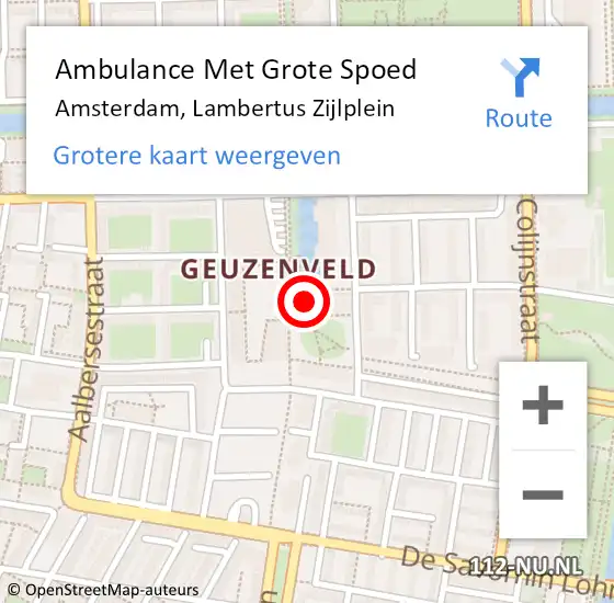 Locatie op kaart van de 112 melding: Ambulance Met Grote Spoed Naar Amsterdam, Lambertus Zijlplein op 17 juni 2024 20:21