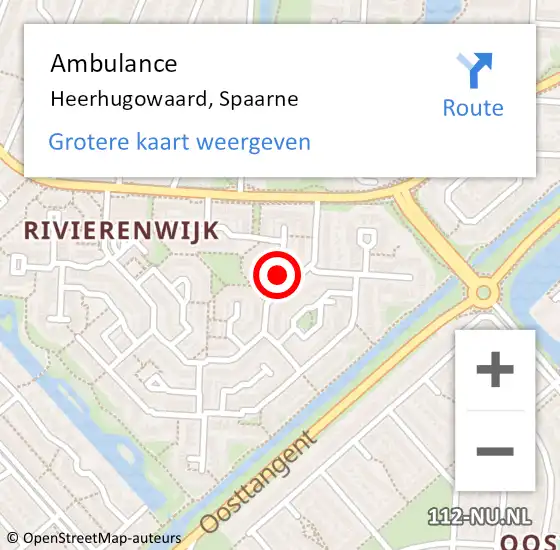 Locatie op kaart van de 112 melding: Ambulance Heerhugowaard, Spaarne op 17 juni 2024 20:46