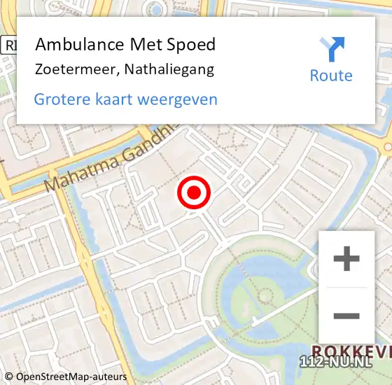 Locatie op kaart van de 112 melding: Ambulance Met Spoed Naar Zoetermeer, Nathaliegang op 17 juni 2024 20:48