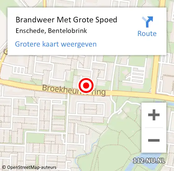 Locatie op kaart van de 112 melding: Brandweer Met Grote Spoed Naar Enschede, Bentelobrink op 17 juni 2024 20:49