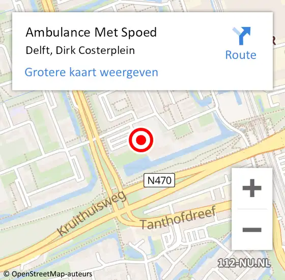 Locatie op kaart van de 112 melding: Ambulance Met Spoed Naar Delft, Dirk Costerplein op 17 juni 2024 21:21