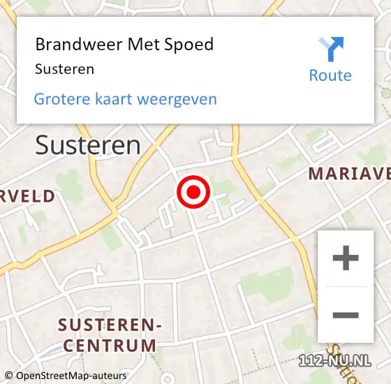 Locatie op kaart van de 112 melding: Brandweer Met Spoed Naar Susteren op 17 juni 2024 21:23