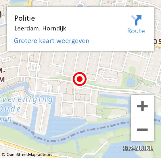 Locatie op kaart van de 112 melding: Politie Leerdam, Horndijk op 17 juni 2024 21:28