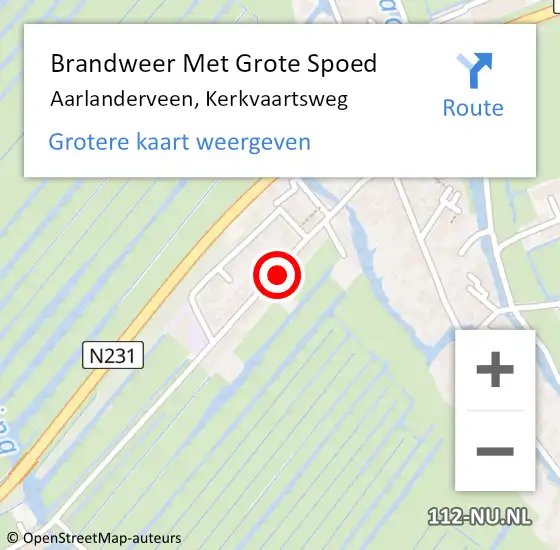 Locatie op kaart van de 112 melding: Brandweer Met Grote Spoed Naar Aarlanderveen, Kerkvaartsweg op 17 juni 2024 21:32