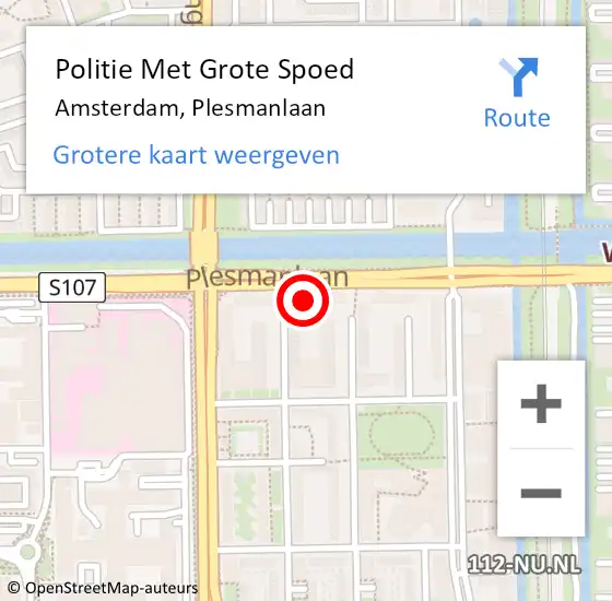 Locatie op kaart van de 112 melding: Politie Met Grote Spoed Naar Amsterdam, Plesmanlaan op 17 juni 2024 21:33