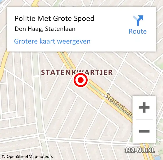 Locatie op kaart van de 112 melding: Politie Met Grote Spoed Naar Den Haag, Statenlaan op 17 juni 2024 21:34