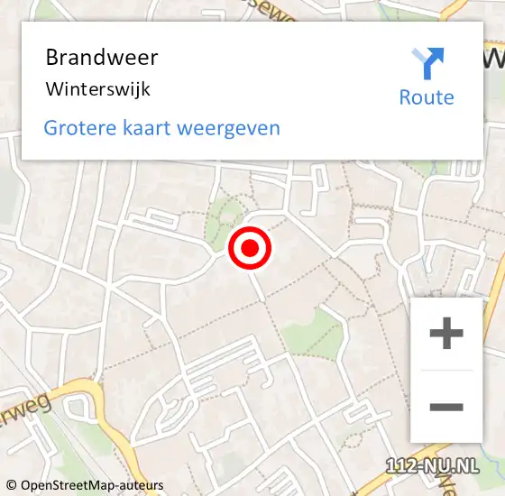 Locatie op kaart van de 112 melding: Brandweer Winterswijk op 17 juni 2024 21:36