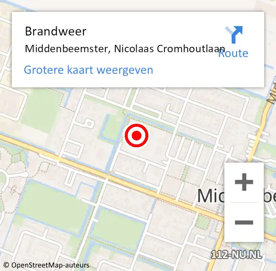 Locatie op kaart van de 112 melding: Brandweer Middenbeemster, Nicolaas Cromhoutlaan op 17 juni 2024 21:46