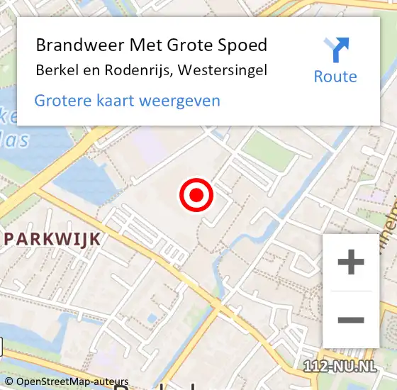 Locatie op kaart van de 112 melding: Brandweer Met Grote Spoed Naar Berkel en Rodenrijs, Westersingel op 17 juni 2024 21:48