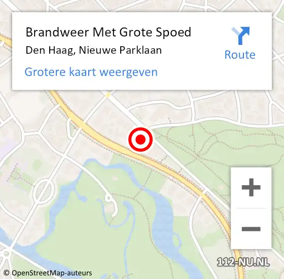 Locatie op kaart van de 112 melding: Brandweer Met Grote Spoed Naar Den Haag, Nieuwe Parklaan op 17 juni 2024 22:02