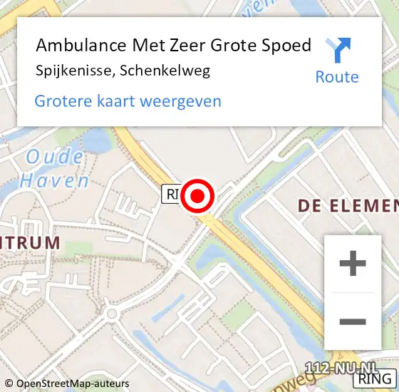 Locatie op kaart van de 112 melding: Ambulance Met Zeer Grote Spoed Naar Spijkenisse, Schenkelweg op 17 juni 2024 22:16