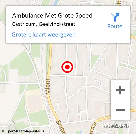 Locatie op kaart van de 112 melding: Ambulance Met Grote Spoed Naar Castricum, Geelvinckstraat op 17 juni 2024 22:21