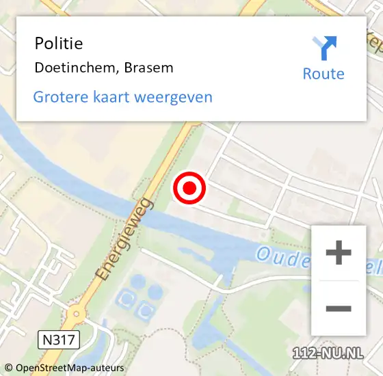 Locatie op kaart van de 112 melding: Politie Doetinchem, Brasem op 17 juni 2024 22:26