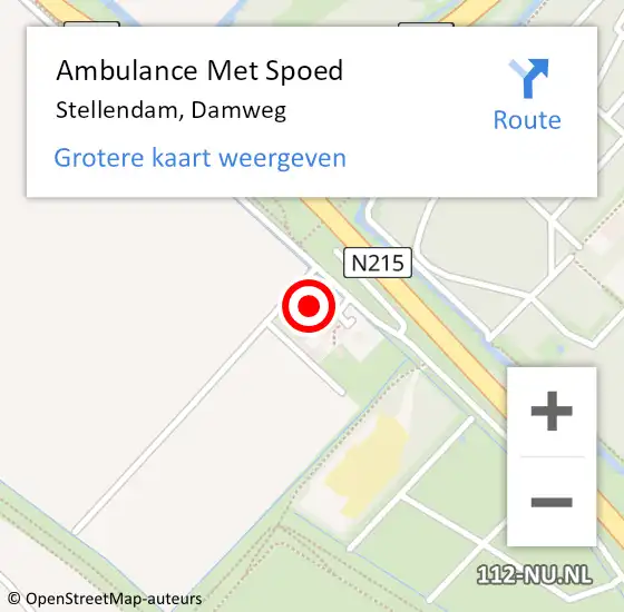 Locatie op kaart van de 112 melding: Ambulance Met Spoed Naar Stellendam, Damweg op 17 juni 2024 22:35