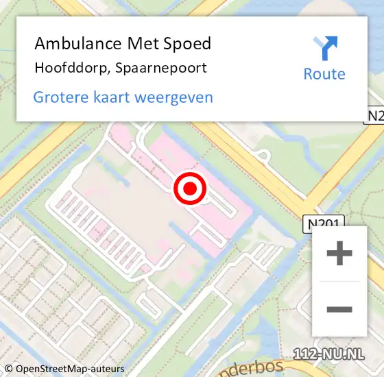 Locatie op kaart van de 112 melding: Ambulance Met Spoed Naar Hoofddorp, Spaarnepoort op 17 juni 2024 22:49