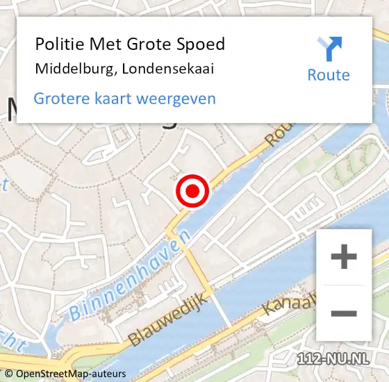 Locatie op kaart van de 112 melding: Politie Met Grote Spoed Naar Middelburg, Londensekaai op 17 juni 2024 22:53