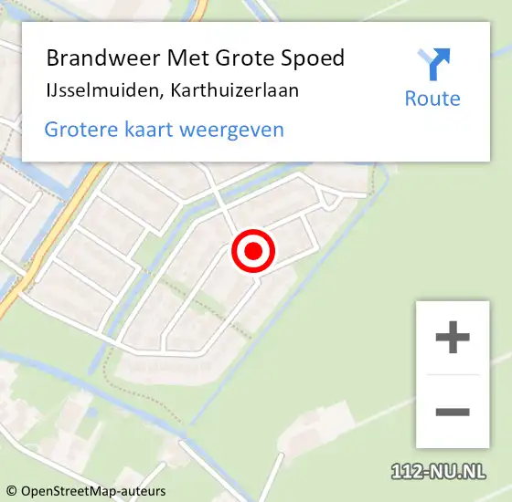 Locatie op kaart van de 112 melding: Brandweer Met Grote Spoed Naar IJsselmuiden, Karthuizerlaan op 17 juni 2024 23:36