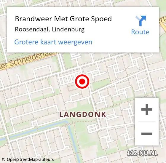 Locatie op kaart van de 112 melding: Brandweer Met Grote Spoed Naar Roosendaal, Lindenburg op 17 juni 2024 23:42