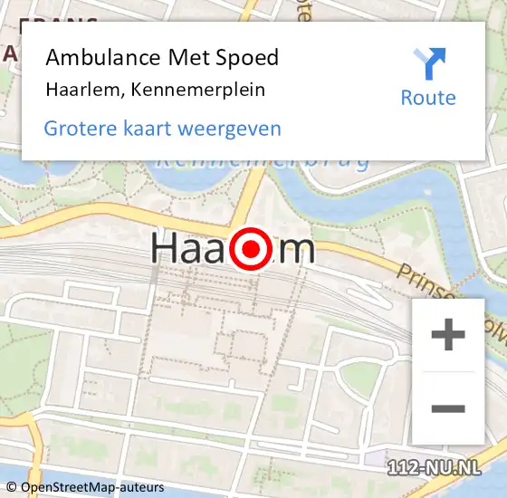 Locatie op kaart van de 112 melding: Ambulance Met Spoed Naar Haarlem, Kennemerplein op 18 juni 2024 00:11