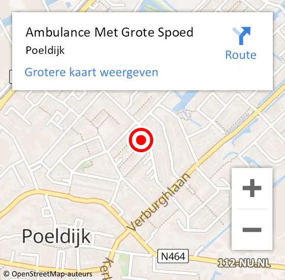 Locatie op kaart van de 112 melding: Ambulance Met Grote Spoed Naar Poeldijk op 18 juni 2024 00:17