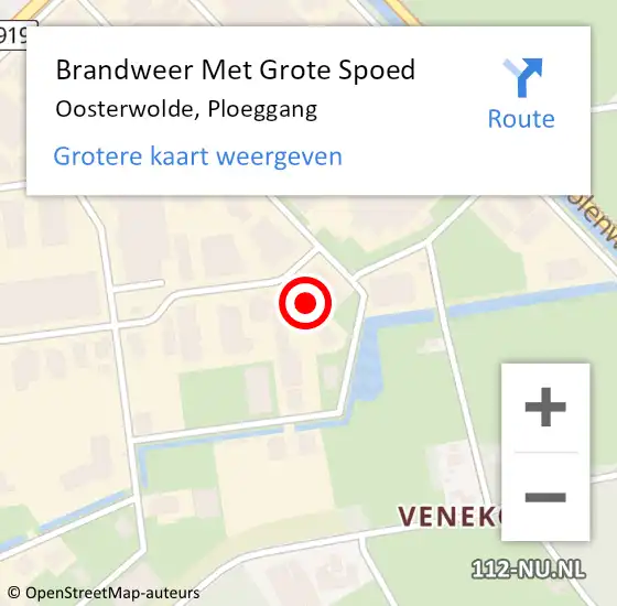 Locatie op kaart van de 112 melding: Brandweer Met Grote Spoed Naar Oosterwolde, Ploeggang op 18 juni 2024 01:37