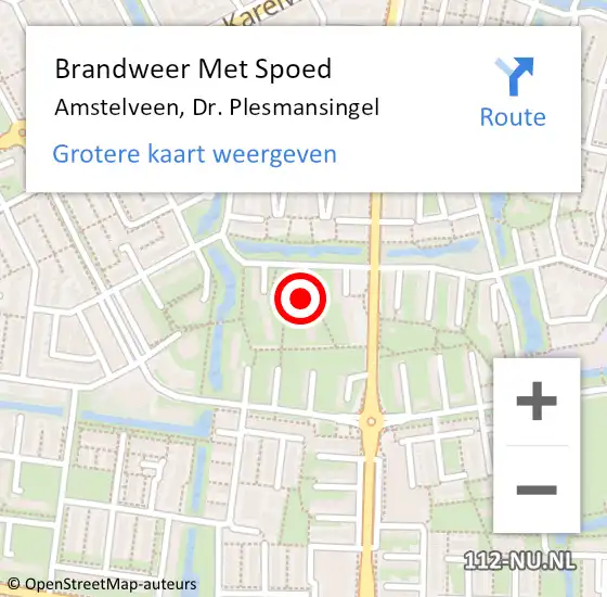 Locatie op kaart van de 112 melding: Brandweer Met Spoed Naar Amstelveen, Dr. Plesmansingel op 18 juni 2024 02:16