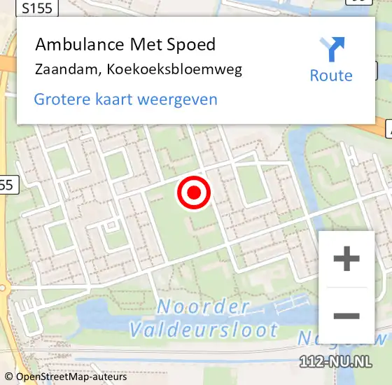 Locatie op kaart van de 112 melding: Ambulance Met Spoed Naar Zaandam, Koekoeksbloemweg op 18 juni 2024 02:30