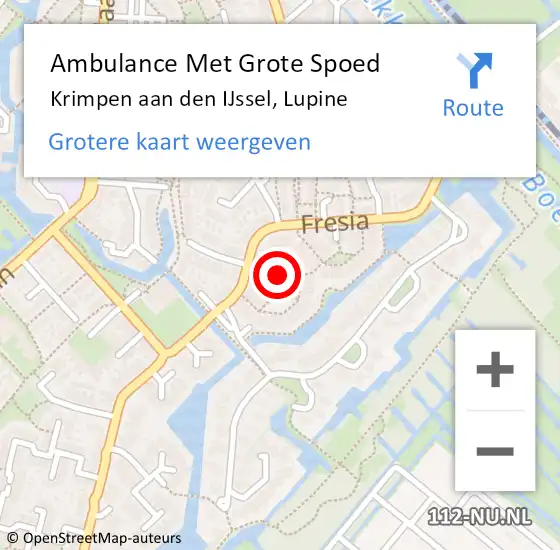 Locatie op kaart van de 112 melding: Ambulance Met Grote Spoed Naar Krimpen aan den IJssel, Lupine op 18 juni 2024 03:20