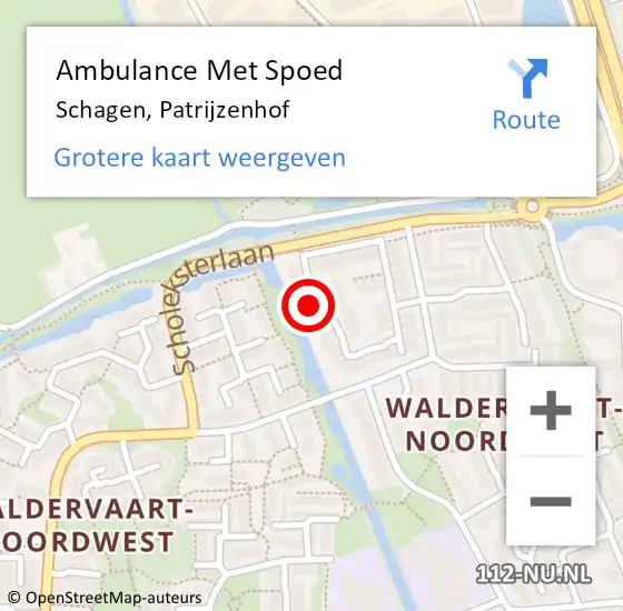 Locatie op kaart van de 112 melding: Ambulance Met Spoed Naar Schagen, Patrijzenhof op 18 juni 2024 03:52