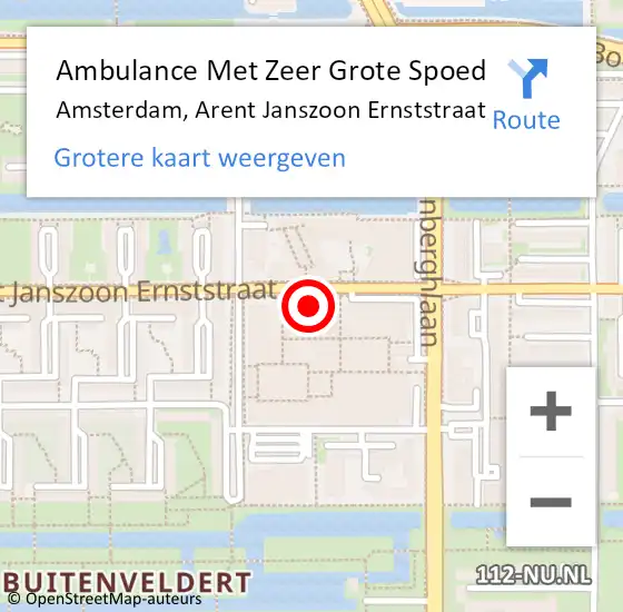 Locatie op kaart van de 112 melding: Ambulance Met Zeer Grote Spoed Naar Amsterdam, Arent Janszoon Ernststraat op 18 juni 2024 05:22