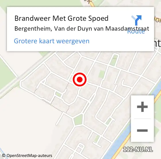 Locatie op kaart van de 112 melding: Brandweer Met Grote Spoed Naar Bergentheim, Van der Duyn van Maasdamstraat op 18 juni 2024 06:15