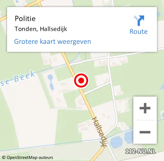 Locatie op kaart van de 112 melding: Politie Tonden, Hallsedijk op 18 juni 2024 06:45