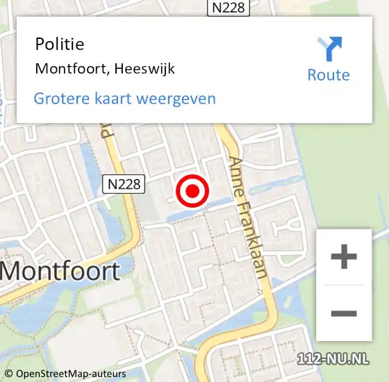 Locatie op kaart van de 112 melding: Politie Montfoort, Heeswijk op 18 juni 2024 06:49