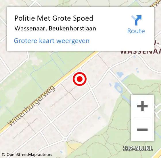 Locatie op kaart van de 112 melding: Politie Met Grote Spoed Naar Wassenaar, Beukenhorstlaan op 18 juni 2024 07:08