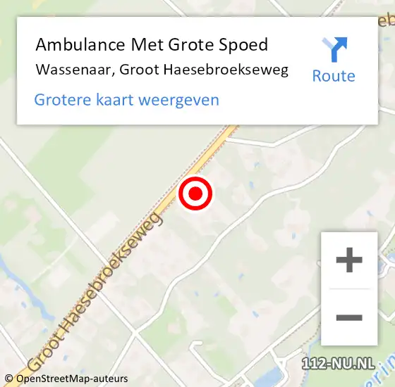 Locatie op kaart van de 112 melding: Ambulance Met Grote Spoed Naar Wassenaar, Groot Haesebroekseweg op 18 juni 2024 07:10