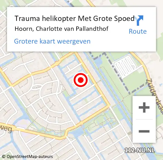 Locatie op kaart van de 112 melding: Trauma helikopter Met Grote Spoed Naar Hoorn, Charlotte van Pallandthof op 18 juni 2024 07:12