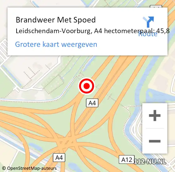 Locatie op kaart van de 112 melding: Brandweer Met Spoed Naar Leidschendam-Voorburg, A4 hectometerpaal: 45,8 op 18 juni 2024 07:30