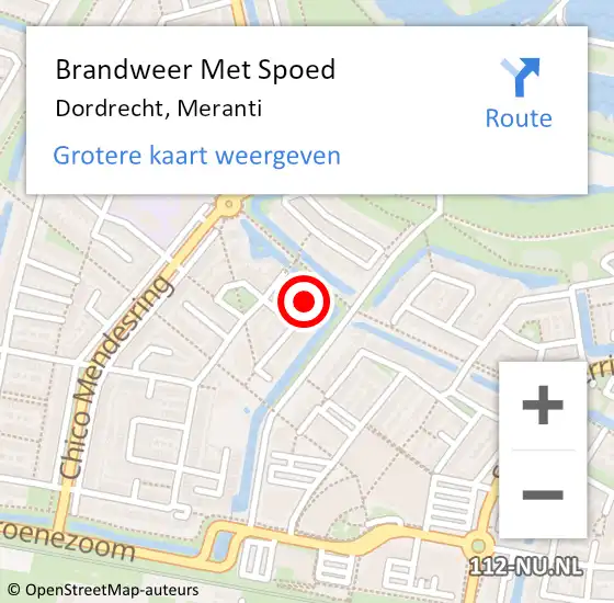 Locatie op kaart van de 112 melding: Brandweer Met Spoed Naar Dordrecht, Meranti op 18 juni 2024 07:41