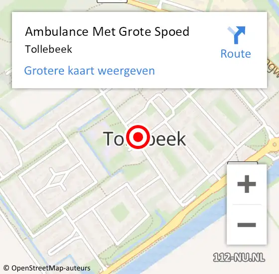 Locatie op kaart van de 112 melding: Ambulance Met Grote Spoed Naar Tollebeek op 18 juni 2024 07:45