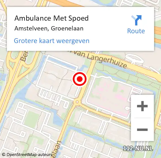 Locatie op kaart van de 112 melding: Ambulance Met Spoed Naar Amstelveen, Groenelaan op 18 juni 2024 08:19