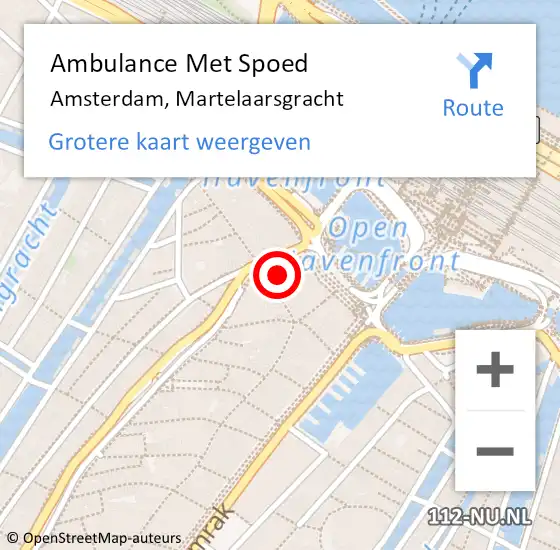 Locatie op kaart van de 112 melding: Ambulance Met Spoed Naar Amsterdam, Martelaarsgracht op 18 juni 2024 08:22