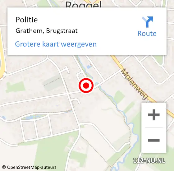 Locatie op kaart van de 112 melding: Politie Grathem, Brugstraat op 18 juni 2024 08:24