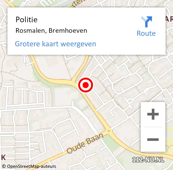 Locatie op kaart van de 112 melding: Politie Rosmalen, Bremhoeven op 18 juni 2024 08:27