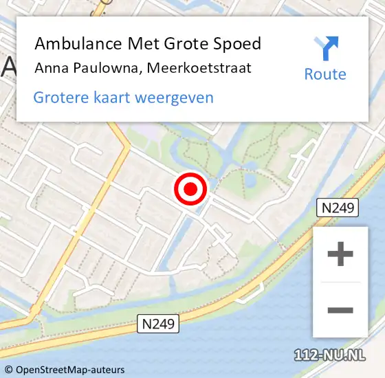 Locatie op kaart van de 112 melding: Ambulance Met Grote Spoed Naar Anna Paulowna, Meerkoetstraat op 18 juni 2024 08:31