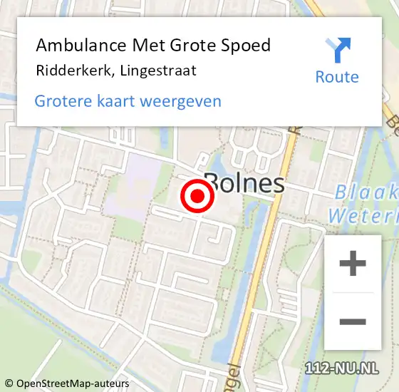 Locatie op kaart van de 112 melding: Ambulance Met Grote Spoed Naar Ridderkerk, Lingestraat op 18 juni 2024 08:32